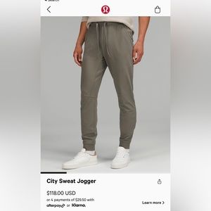 lululemon city sweat jogger - size L - grey sage, olive green